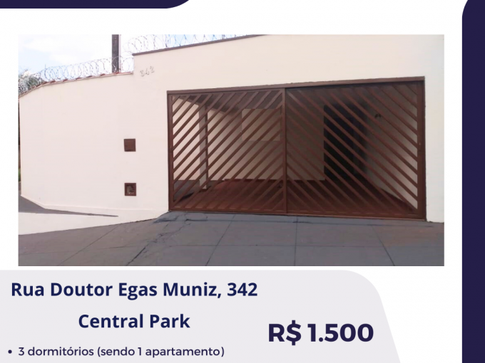 Rua Doutor Egas Muniz, 342 – CENTRAL PARK – R$ 1.500,00