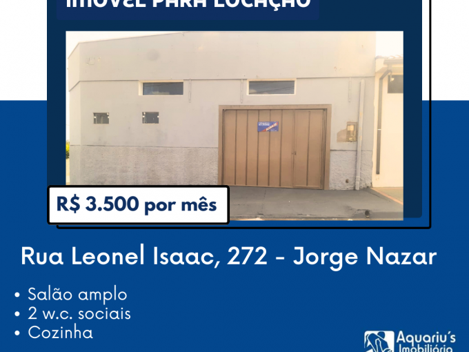 Rua Leonel Isaac, 272 – JORGE NAZAR – R$ 3.500,00