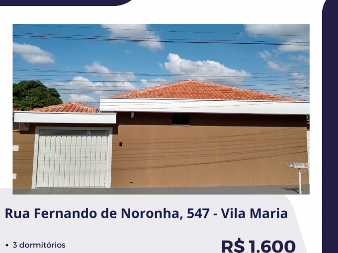 Rua Fernando de Noronha, 547 – VILA MARIA – R$ 1.600,00