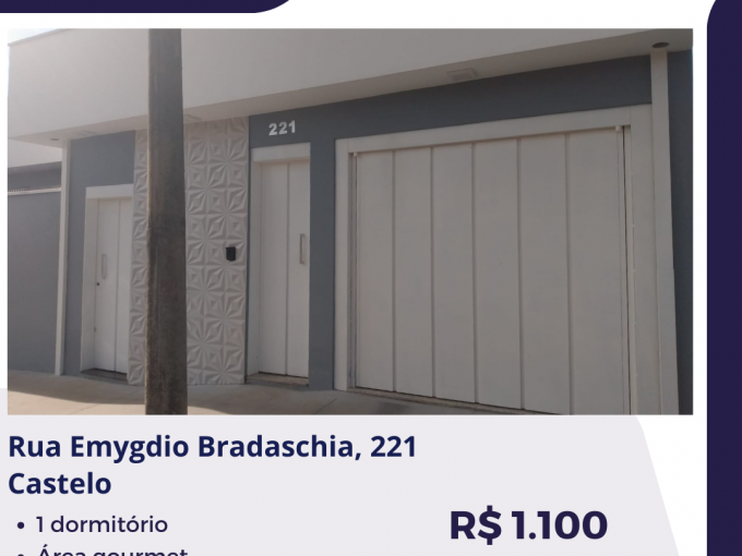 Rua Emygdio Bradaschia, 221 – CASTELO – R$ 1.100,00